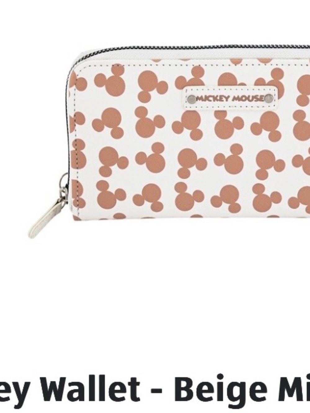 Disney Aldi Mickey Mouse Beige and White Zip Wallet